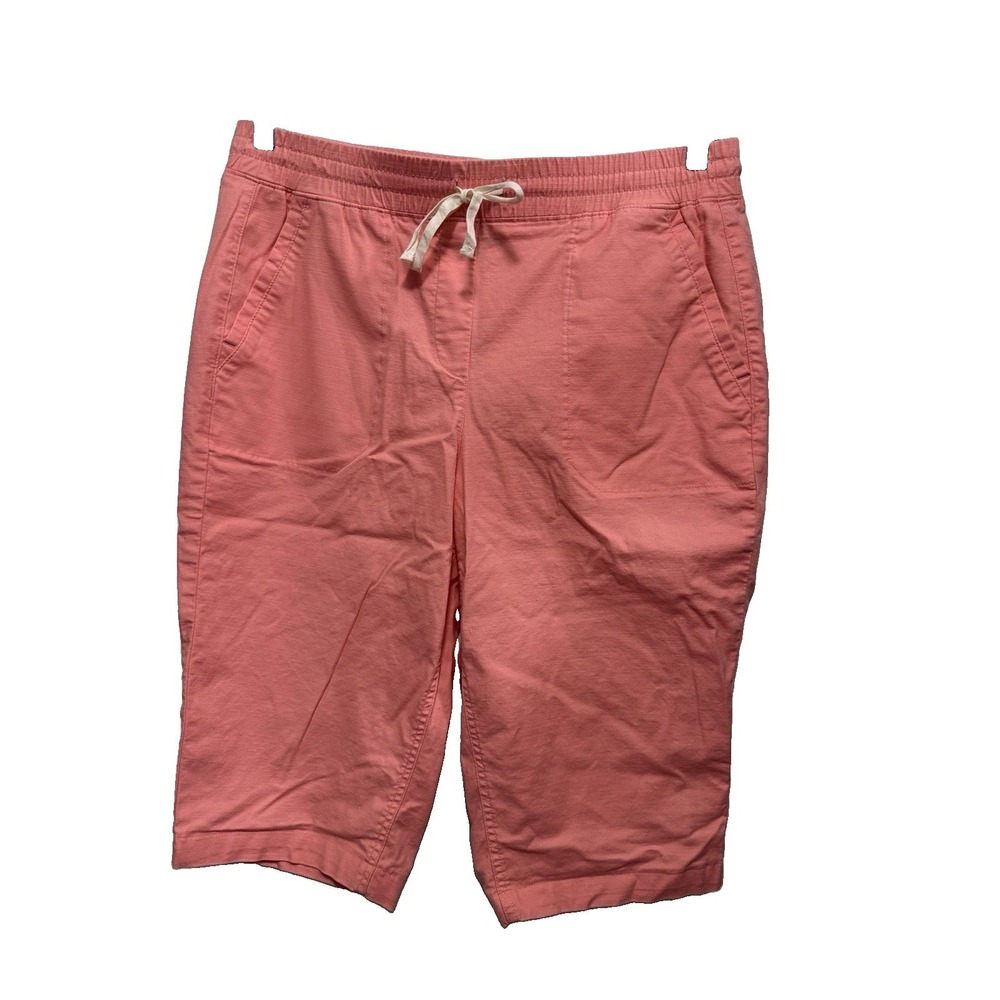 Talbots Petites Womens Cropped Pants LP Coral Drawstring Waist